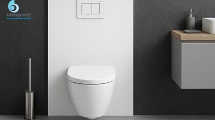 Modern bathroom with Geberit flush tank system